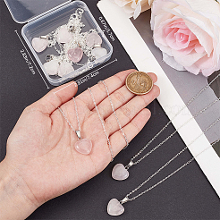 10Pcs Natural Rose Quartz Geometry Pendant Necklace&nbsp;NJEW-BBC0001-17