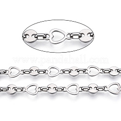Tarnish Resistant 661 Stainless Steel Heart & Flat Round & Oval Link Chains&nbsp;CHS-T005-02P