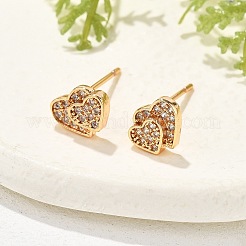 Brass Micro Pave Clear Cubic Zirconia Stud Earrings for Women&nbsp;EJEW-G428-25G-06