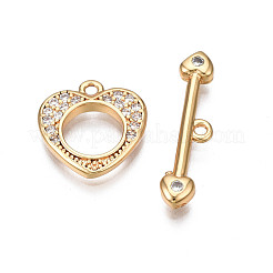 Brass Micro Pave Clear Cubic Zirconia Toggle Clasps&nbsp;KK-Q278-005-NF