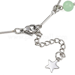 201 Stainless Steel Moon Star & Natural Dyed Malaysia Jade Round Charm Brass Bar Link Chain Anklets&nbsp;AJEW-AN00732-03