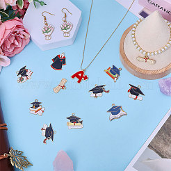 52Pcs 13 Styles Graduation Zinc Alloy Enamel Pendants&nbsp;ENAM-CA0001-85
