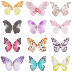 60Pcs 12 Styles 3D Gauze Butterfly Ornament Accessories&nbsp;FIND-SP0020-64C