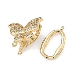 Butterfly Brass Micro Pave Clear Cubic Zirconia Fold Over Clasps&nbsp;KK-Z143-22G