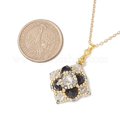 Glass Beaded Rhombus Pendant Necklaces&nbsp;NJEW-MZ00072-02