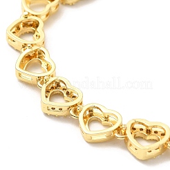 Clear Cubic Zirconia Heart Link Chain Bracelet&nbsp;BJEW-A132-11G