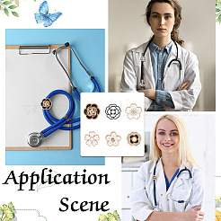 24Pcs 6 Styles Flower Resin Enamel Stethoscope Pendant Decorations&nbsp;HJEW-MA00020