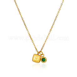 Simple Stainless Steel Square Pendant Necklaces for Women's Daily Wear&nbsp;QS9194-2