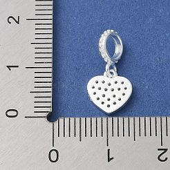 925 Sterling Silver Clear Cubic Zirconia Heart European Dangle Charms&nbsp;STER-H115-07S