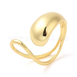 Rack Plating Brass Teardrop Open Cuff Ring for Women&nbsp;RJEW-A016-06G