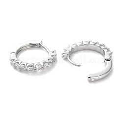 Brass Micro Pave Clear Cubic Zirconia Hoop Earrings&nbsp;EJEW-C121-03P