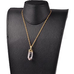 Natural Crystal Bullet Pendant Necklaces&nbsp;NJEW-JN01525