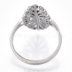 Non-Tarnish 304 Stainless Steel Hollow Out Oval Adjustable Ring&nbsp;RJEW-T027-02P