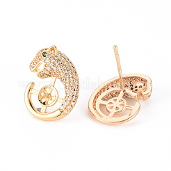 Brass Micro Pave Clear Cubic Zirconia Stud Earrings Findings&nbsp;KK-T062-118G-A-NF