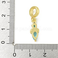 Rack Plating Brass Pave Light Blue Cubic Zirconia Lipstick European Dangle Charms&nbsp;KK-Z067-53G