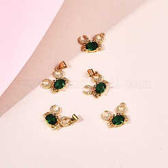 5Pcs Brass Micro Pave Clear & Green Cubic Zirconia Pendants&nbsp;ZIRC-SZ0003-22