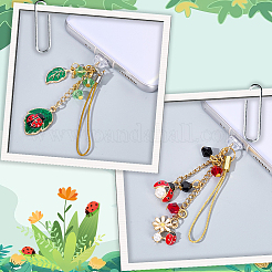 6Pcs 3 Styles Alloy Enamel & Glass Beads Mobile Anti-Dust Plugs&nbsp;HJEW-SC0001-93