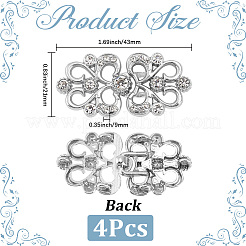 4Pcs Flower Alloy Crystal Rhinestone Adjustable Jean Button Pins&nbsp;FIND-CY0002-27P
