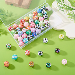 50Pcs 5 Styles Sport UV Plating Acrylic Beads Sets&nbsp;OACR-TA0004-14