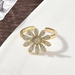 Brass Micro Pave Cubic Zirconia Cuff Open Rings&nbsp;RJEW-H256-06G