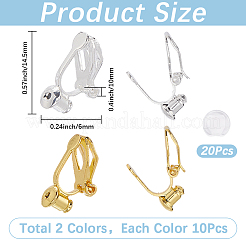 20Pcs 2 Colors Brass Clip-on Earring Findings&nbsp;KK-SP0002-51