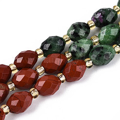 Natural Ruby in Zoisite & Red Jasper & Flower Opal Beads Strands&nbsp;G-T144-21B-01