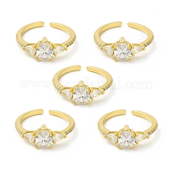 Clear Cubic Zirconia Teardrop Open Cuff Ring&nbsp;RJEW-H120-02G
