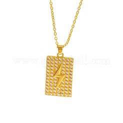 Brass Micro Pave Clear Cubic Zirconia Dog Tag Pendant Necklaces&nbsp;WG1450D-04