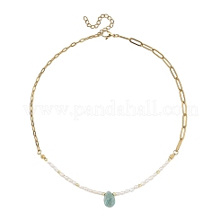 Natural Amazonite Teardrop Pendant Necklaces&nbsp;NJEW-JN06438