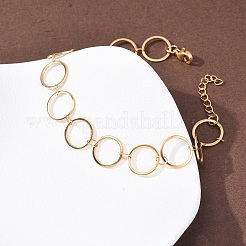 304 Stainless Steel Ring Link Chain Bracelets&nbsp;BJEW-P373-02D-G