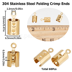 60Pcs Ion Plating(IP) 304 Stainless Steel Folding Crimp Ends&nbsp;STAS-SC0005-41