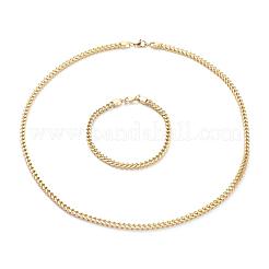 Ion Plating(IP) 304 Stainless Steel Wheat Chain Bracelets & Necklaces Jewelry Sets&nbsp;SJEW-B019-04B-G