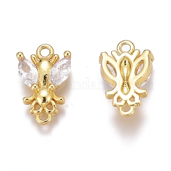 Brass Micro Pave Clear Cubic Zirconia Charms&nbsp;ZIRC-O035-24G