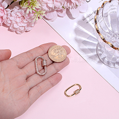 2Pcs 2 Styles Brass & Rhinestone & Cubic Zirconia Locking Carabiner&nbsp;KK-ME0004-97C