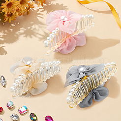 3Pcs 3 Colors PS Plastic & Polyester & Iron Claw Hair Clips for Women Girls Thick Hair&nbsp;PHAR-GO0001-04