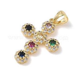 Brass Micro Pave Cubic Zirconia Pendants&nbsp;KK-L268-015G-A02