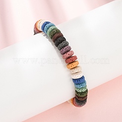 Chakra Dyed Natural Lava Rock Heishi Beaded Bracelets&nbsp;GG-CBA922D-04