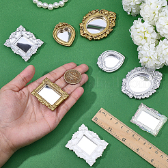 8Pcs 8 Styles Self Adhesive Plastic Mirror Miniature Ornaments&nbsp;AJEW-FG0005-66