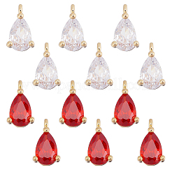 12Pcs 2 Colors Real 18K Gold Plated Brass Charms&nbsp;ZIRC-FH0001-16