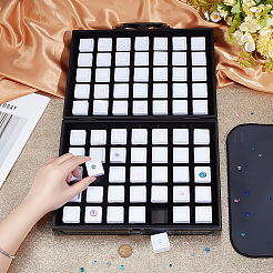 70-Slot Rectangle Aluminium Alloy Covered with Velvet Jewelry Organizer Handled Display Cases&nbsp;CON-WH0089-193B