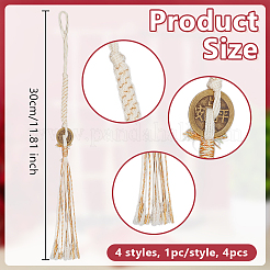 4Pcs 4 Styles Macrame Cotton Cord Hanging Ornaments&nbsp;HJEW-OC00275