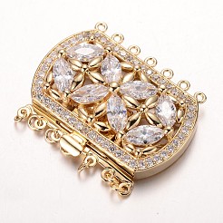 Brass Cubic Zirconia Box Clasps&nbsp;LS-ZIRC-O020-08G-NR