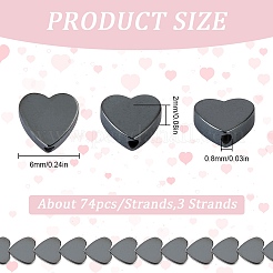 3Strands Non-magnetic Synthetic Hematite Beads Strands&nbsp;G-SC0003-11