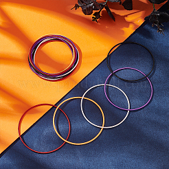 38pcs 5 styles Steel Wire Round Snake Chain Stretch Bracelets Set&nbsp;BJEW-BC0001-22