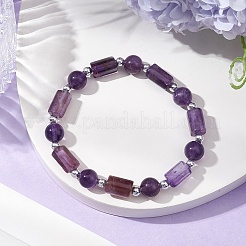 Natural Amethyst Round Beaded Stretch Bracelets&nbsp;BJEW-JB11137-01