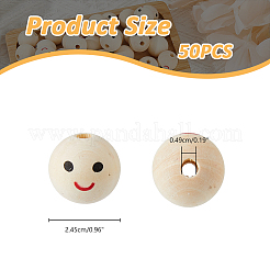 50Pcs Printed Wood European Beads&nbsp;WOOD-FH0002-23