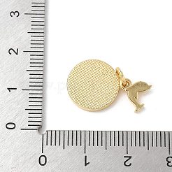 Brass Pave Natural White Shell Pendants&nbsp;KK-S522-12G