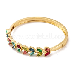 Brass Pave Colorful Cubic Zirconia Hinged Bangles for Women&nbsp;BJEW-S147-33G-C