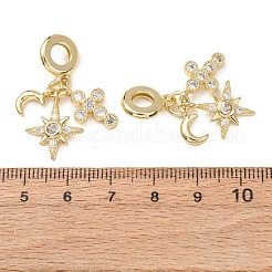 Ocean Brass Pave Clear Cubic Zirconia European Dangle Charms&nbsp;KK-H278-03G-06