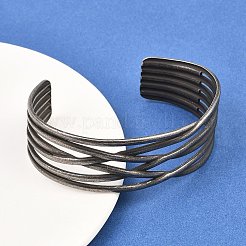 316 Surgical Stainless Steel Hollow Cuff Bangles&nbsp;BJEW-C125-04AS